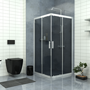 Si̇lver Vega 6mm Füme Cam Kare Duşakabin 130x130 cm