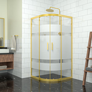 Gold Ori̇on 6mm Kumlamalı Cam Oval Duşakabin 80x80 cm