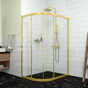 Gold Si̇ri̇us 6mm Şeffaf Cam Asimetrik Oval Duşakabin 80x110 cm