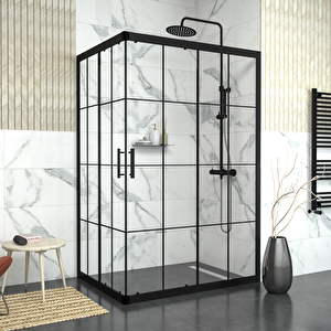 Black Ri̇gel 6mm Karolajlı Dikdörtgen Duşakabin 80x90 cm