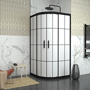 Black Ori̇on 6mm Karolajlı Tam Kumlamalı Oval Duşakabin 110x110 cm