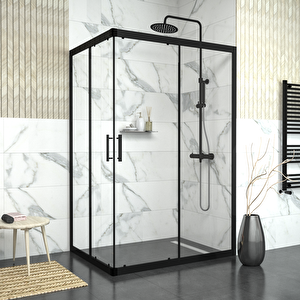 Black Ri̇gel 6mm Şeffaf Dikdörtgen Duşakabin 80x100 cm