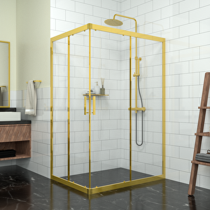Gold Ri̇gel  6mm Şeffaf Cam Dikdörtgen Duşakabin