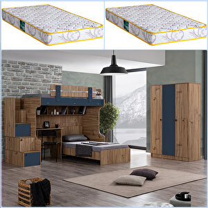 Riva Ranza Karyola Masa + 3 Kapaklı Dolap + 2 Adet Comfort Yatak