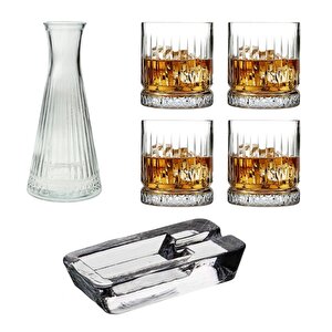 Elysia 6 Parça Keyf Set  - Paşabahçe Viski Bardağı - Karaf Şişe - Puro Küllüğü
