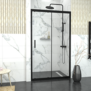 Black Capello 6mm Şeffaf Cam 1 Sabit 1 Sürgü İki Duvar Arası Duşakabin