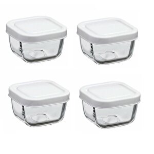 Paşabahçe 53223 Snowbox 4 Lü Cam Saklama Kabı 275cc Beyaz