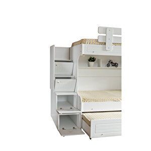 Su Yavrulu Ranza - Beyaz + 3 Kapaklı Dolap + 2 Adet Comfort Yatak