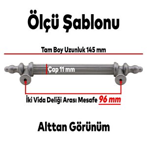 Polavit Çekmece Mutfak Dolap Kapak Kulpu Kulbu 96 Mm Gri Sert Plastik Kulp (5 Adet)
