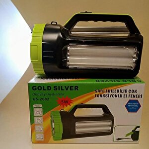 Gold Silver Şarjlı Çok Fonksiyonlu Sarj Edilebilir Projektör Fener Led El Lambası Feneri 5w