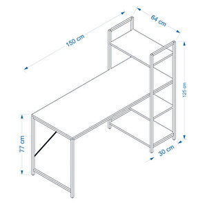 Smart Raflı Çalışma Masası Kahverengi