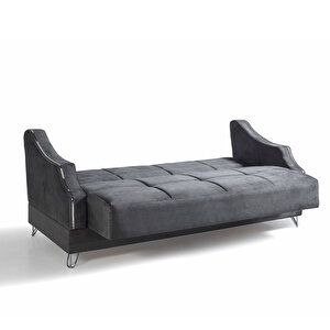 Almoda Çekyatlı Koltuk Takımı Koyu Gri 3+3+1+1