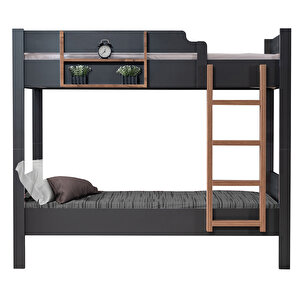 Asya Ayrılabilir Ranza, 2 Li Antrasit- Ceviz Ranza + 2 Adet Comfort Yatak