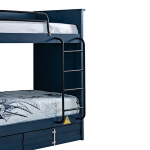 Konteyner Çekmeceli Ranza - Mavi + 2 Adet Comfort Ortopedik Yatak