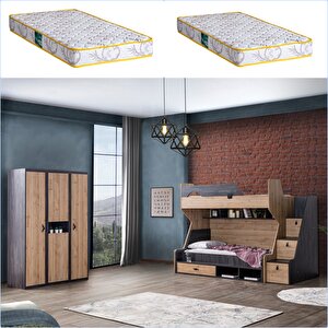 Doğa Ranza Karyola + 3 Kapaklı Dolap + 2 Adet Comfort Yatak