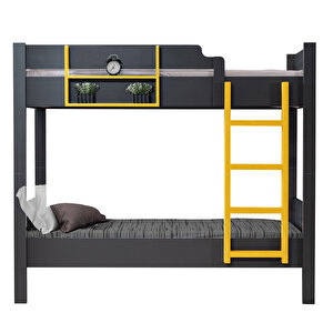 Asya Ayrılabilir Ranza, 2 Li Antrasit- Sarı Ranza + 2 Adet Comfort Yatak