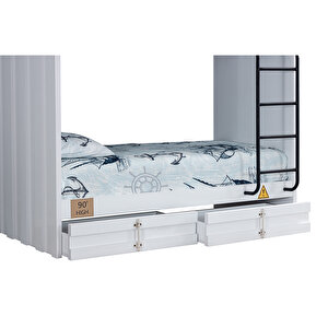 Konteyner Çekmeceli Ranza - Beyaz + 2 Adet Comfort Ortopedik Yatak