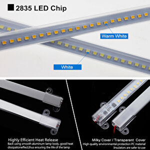 Şerit Led Bar Işık Aç Kapa Düğmeli Fişli 100 Cm Beyaz Işık Şeffaf Kasa