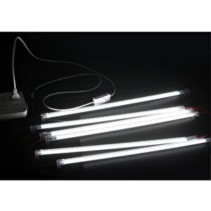Şerit Led Bar Işık Aç Kapa Düğmeli Fişli 50 Cm Beyaz Işık Şeffaf Kasa
