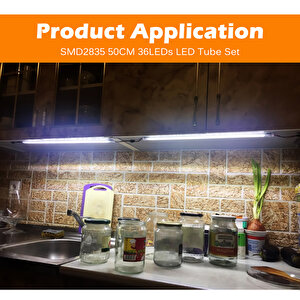 Şerit Led Bar Işık Aç Kapa Düğmeli Fişli 50 Cm Beyaz Işık Şeffaf Kasa