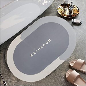 Bathroom 40x60 Oval Su Emici Banyo Paspası Abdest Paspası Gri