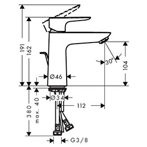 Hg Talis® E Tek Kollu Lavabo Bataryası 110 Mat Siyah - 71710670