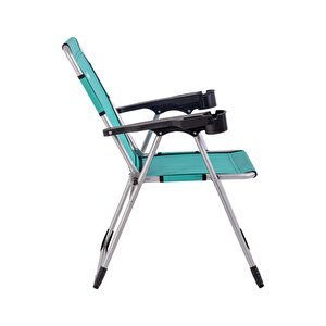 Katlanabilir Piknik Ve Kamp Sandalyesi - Bardaklıklı - Rock - Deniz Mavi (a-05)- 140kg Taşıma