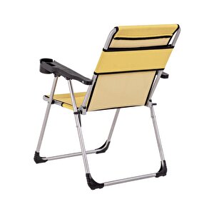 Katlanabilir Piknik Ve Kamp Sandalyesi - Bardaklıklı - Rock - Hardal (a-06)- 140kg Taşıma