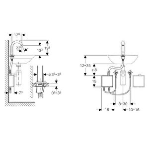 Geberit Piave Fotoselli Lavabo Bataryası Çift Su Girişli Elektrikli 116.162.21.1