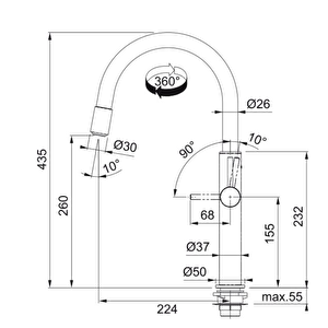 Pescara Swivel Spout Up & Down Krom Armatür 115.0523.286