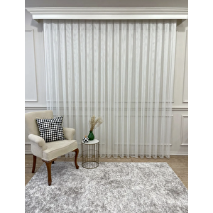Modern Çizgili 1/2.5 Pile Ekru Tül Perde 100x250 cm