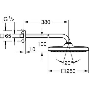 Tempesta 250 Cube Tepe Duşu Seti 380 Mm, Tek Akışlı - 26687000