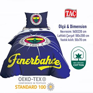 Taç Lisanslı Fenerbahçe Light Glow Pamuk Tek Kişilik Nevresim Takımı