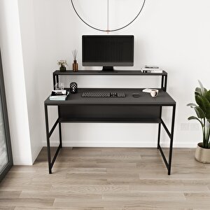 Trendy Monitör Raflı Çalışma Masası Antrasit