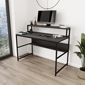 Trendy Monitör Raflı Çalışma Masası Antrasit