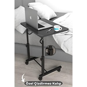Eğim Yükseklik Ayarlı Laptop Sehpası Kahvaltı Ders Çalışma Bilgisayar Masası Metal Ayak Tekerlekli
