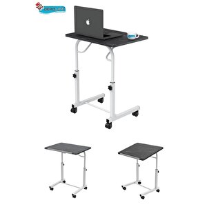 Eğim Yükseklik Ayarlı Laptop Sehpası Kahvaltı Ders Çalışma Bilgisayar Masası Metal Ayak Tekerlekli