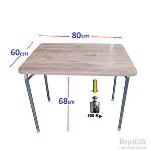 Depolife Pratik Katlanır Ayak Mutfak Yemek Masası Balkon Ders Çalışma Piknik Masa 60x80cm Ceviz