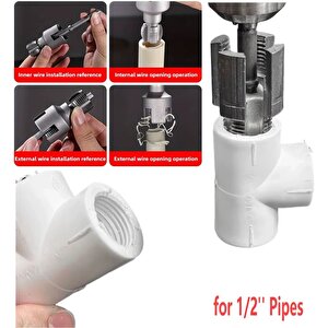PPRC Pvc Boru Diş açma Aparatı Tamir Onarım Montaj için 1/2" Matkap Adaptörlü Tesisatcı Rayba Klavuz