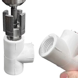PPRC Pvc Boru Diş açma Aparatı Tamir Onarım Montaj için 1/2" Matkap Adaptörlü Tesisatcı Rayba Klavuz