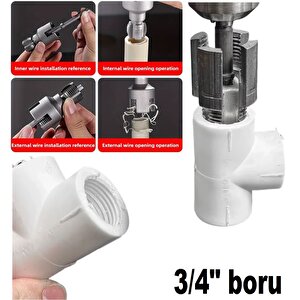PPRC Pvc Boru Diş açma Aparatı Tamir Onarım Montaj için 3/4" Matkap Adaptörlü Tesisatcı Rayba Klavuz