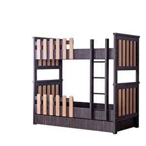 Black Montessori Ayrılabilir Ranza + Çalışma Masası + 3 Kapaklı Dolap + 2 Comfort Yatak