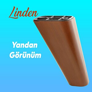 Linden Lüks Mobilya Kanepe Sehpa Tv Ünitesi Koltuk Ayağı 14 Cm Kahverengi Ahşap Desenli Baza Ayak