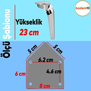 Repla Lüks Mobilya Kanepe Sehpa Tv Ünitesi Koltuk Ayağı 23 Cm Parlak Krom Baza Ayak