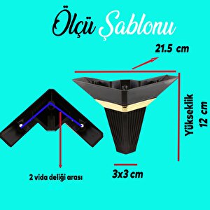 Alcazar Lüks Mobilya Kanepe Sehpa Tv Ünitesi Koltuk Ayağı Baza Ayak Köşe 12 Cm Siyah Altın