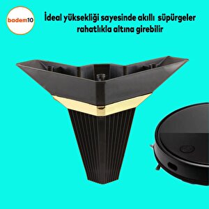 Alcazar Lüks Mobilya Kanepe Sehpa Tv Ünitesi Koltuk Ayağı Baza Ayak Köşe 12 Cm Siyah Altın
