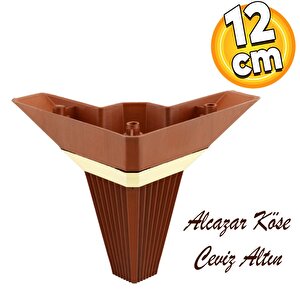 Alcazar Lüks Mobilya Kanepe Sehpa Tv Ünitesi Koltuk Ayağı Baza Ayakları Köşe 12 Cm Ceviz Altın