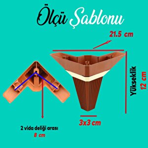 Alcazar Lüks Mobilya Kanepe Sehpa Tv Ünitesi Koltuk Ayağı Baza Ayakları Köşe 12 Cm Ceviz Altın