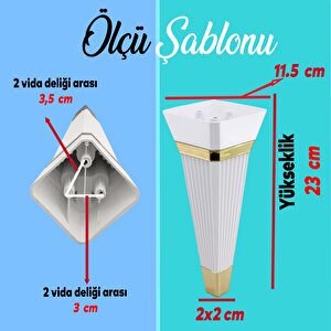 Alcazar Lüks Mobilya Kanepe Sehpa Tv Ünitesi Koltuk Ayağı Baza Ayak 23 Cm Beyaz Altın
