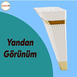 Alcazar Lüks Mobilya Kanepe Sehpa Tv Ünitesi Koltuk Ayağı Baza Ayak 23 Cm Beyaz Altın